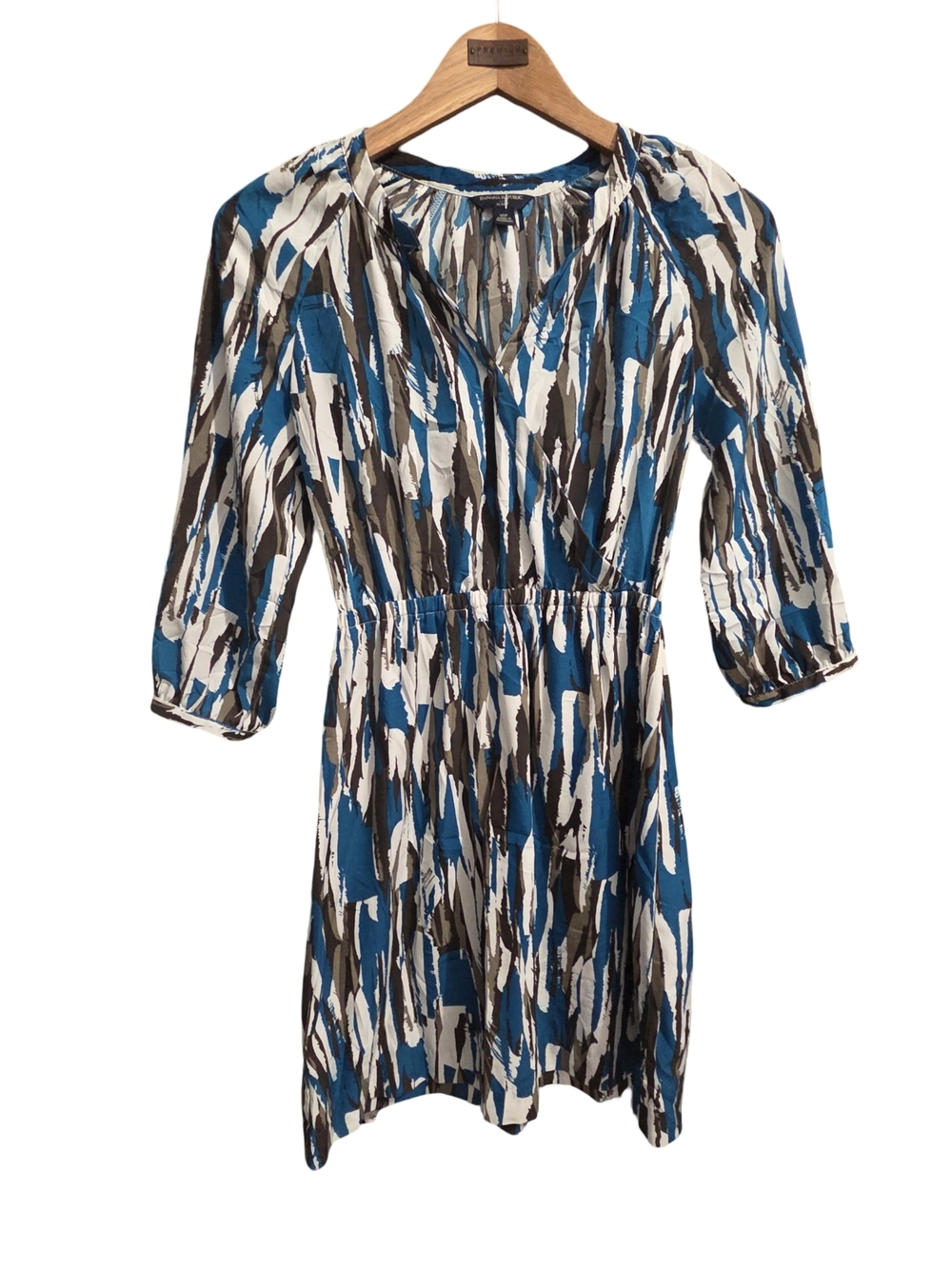 Banana Republic Blue, White & Gray Abstract Print Mini Dress